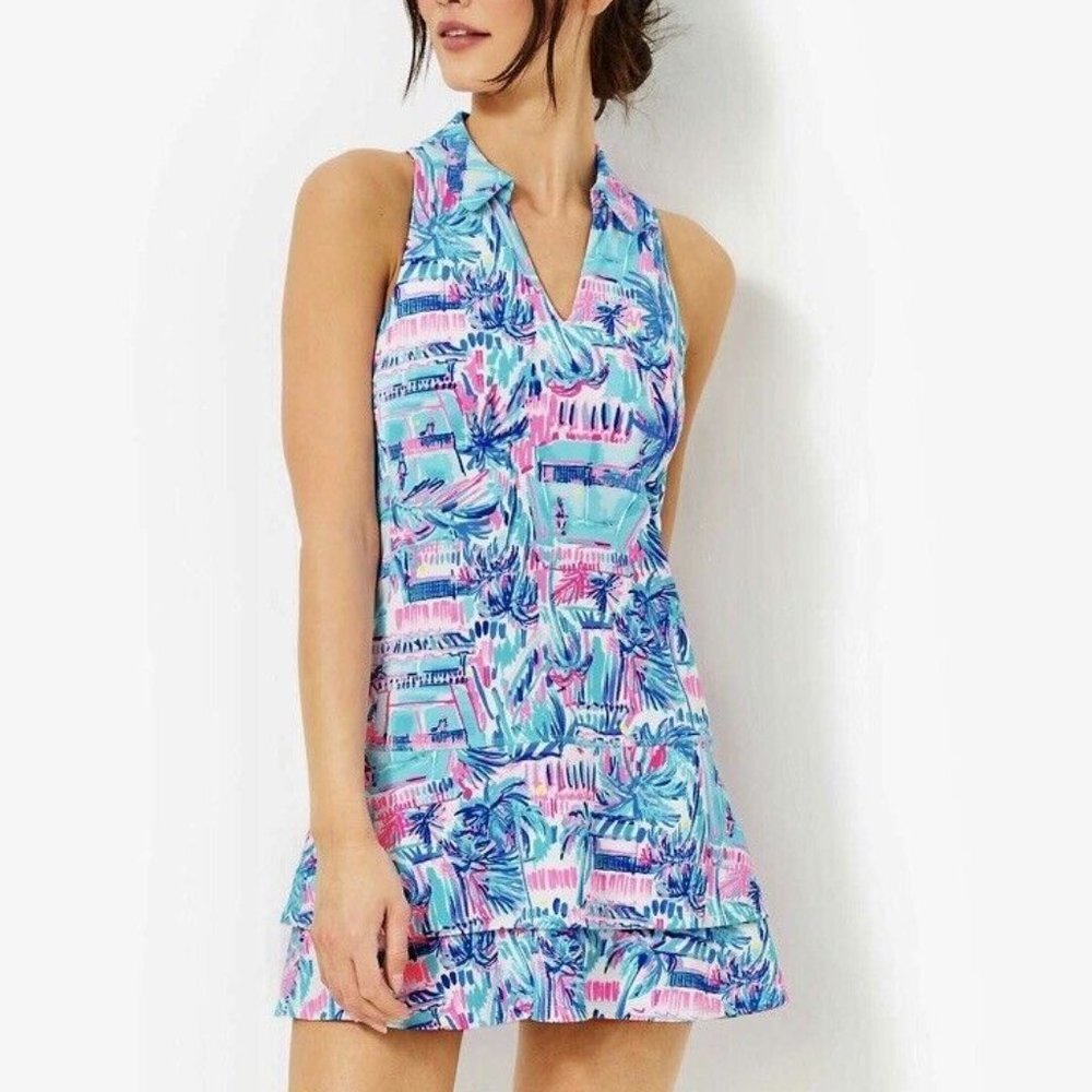 NWT Lilly Pulitzer UPF 50+ Luxletic Dania Dress Ravello Blue Perfect Match